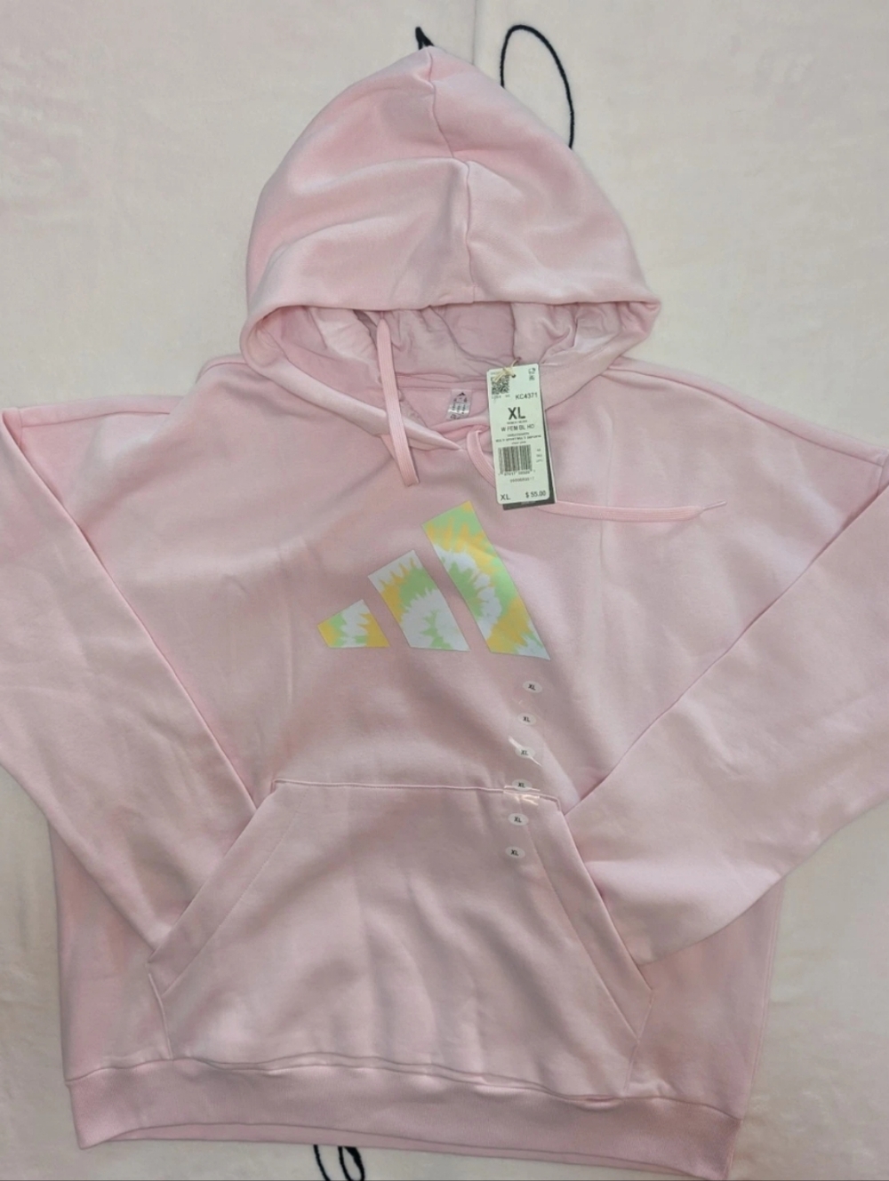 Adidas Pink Tie-Dye Logo Hoodie
